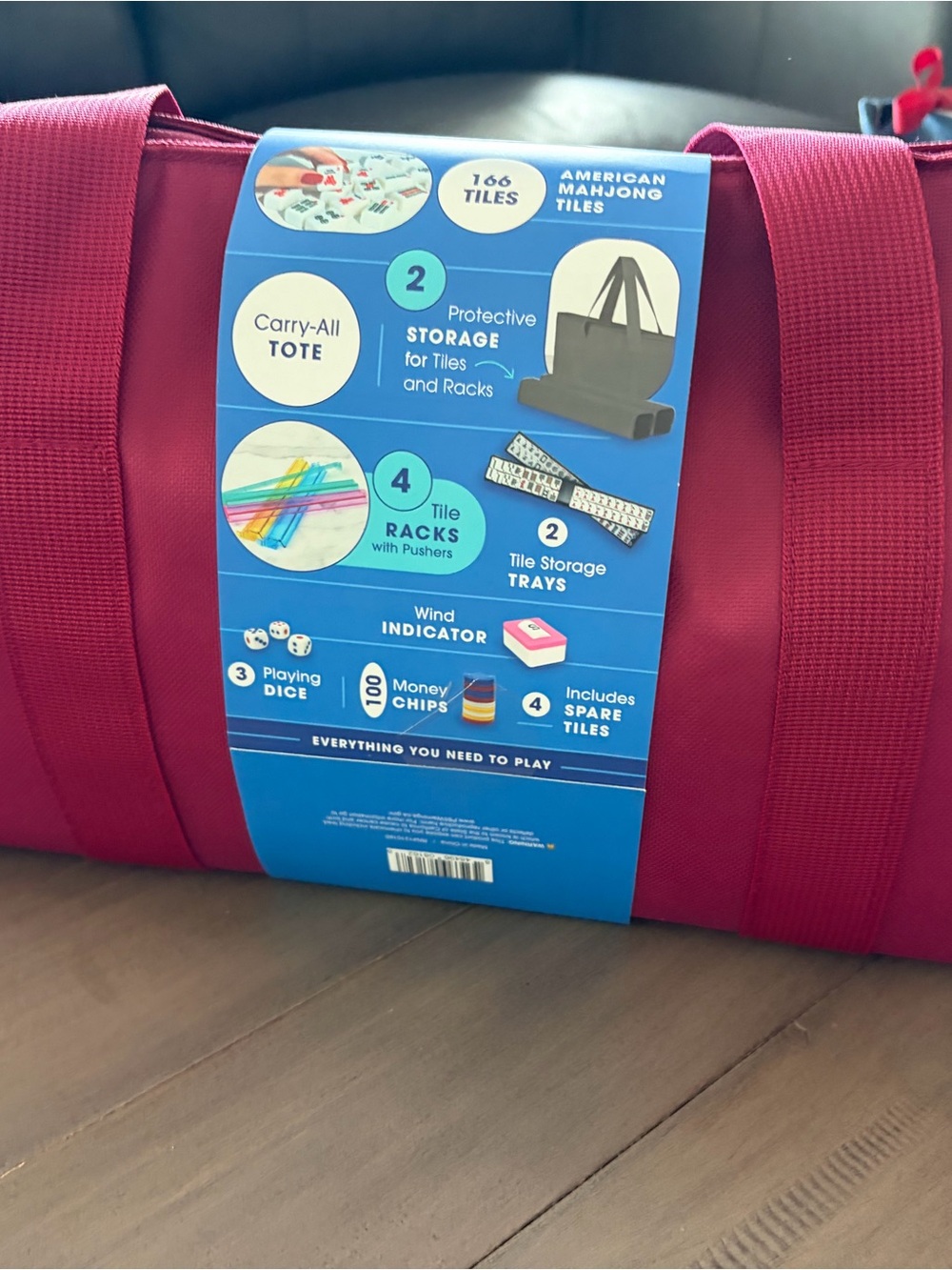 American Mahjong Complete Set in Magenta Carry-All Tote